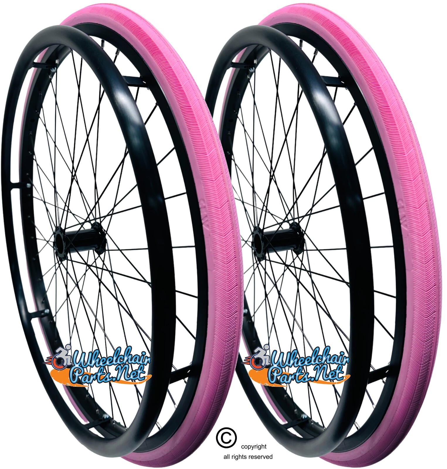 24" (540) 36 Spoke Wheelchair Wheel With Aluminum Pushrim With Tire Options