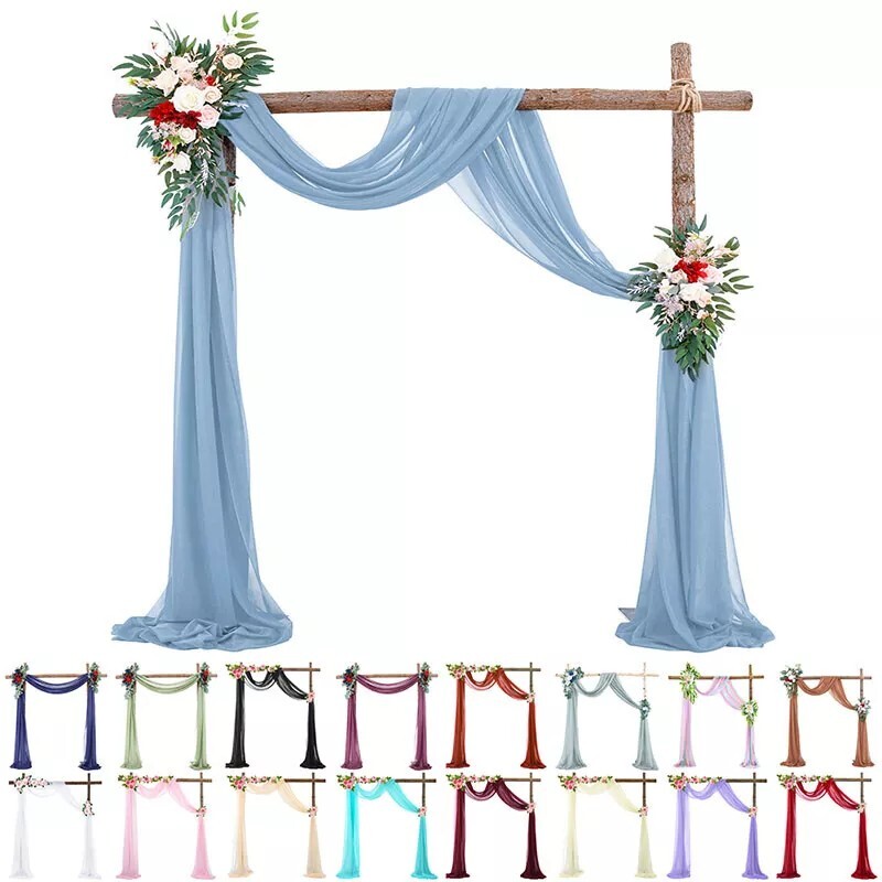 20ft/30ft Chiffon Wedding Arch Draping Fabric Curtain Panel Event Photo Backdrop
