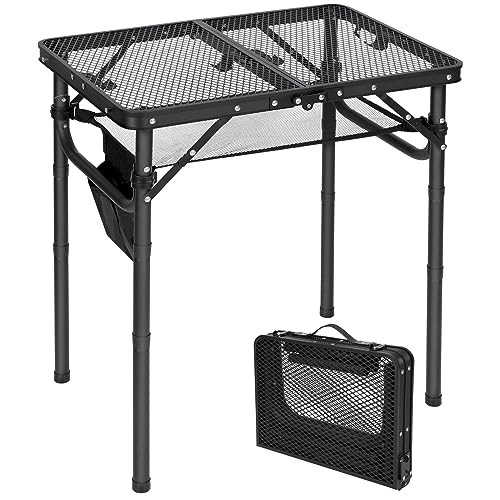 Small Folding Grill Table for Outside, 3 Heights Adjustable Lightweight