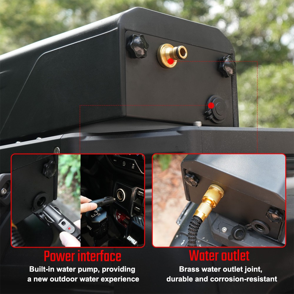 30L Pressurized Car Roof Water Storage Tank Mounted for Camping/Outdoor/Bathing