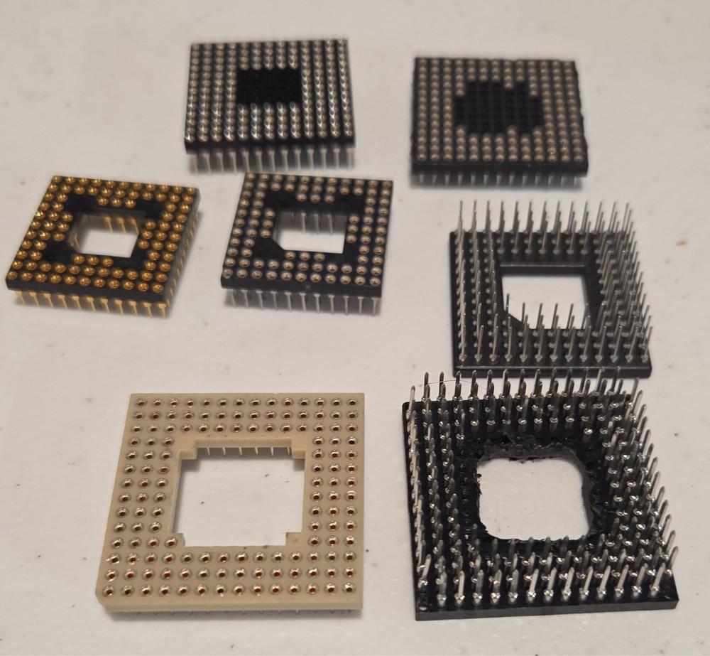 Qty 7 PGA IC Sockets Machine Pin Grid Array 84pin etc