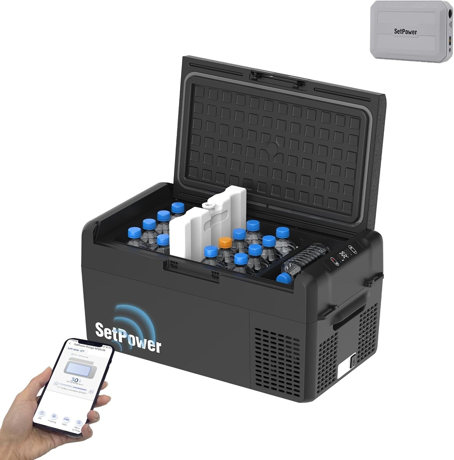 Setpower RF20 12V Portable Refrigerator with PG216WH Battery Pack  for camping