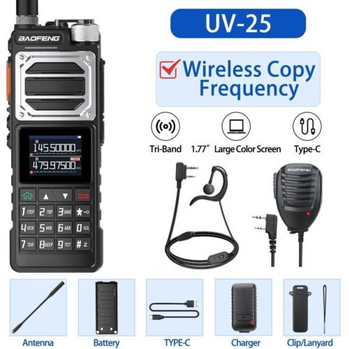US BAOFENG UV-25 WALKIE TALKIE LONG RANGE TRI-POWER TWO WAY HAM RADIOS NOAA+MIC
