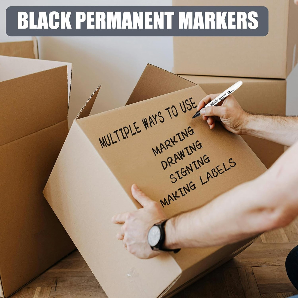 Black Permanent Markers, 30 Count Permanent Markers Bulk, Quick Drying Marker, W