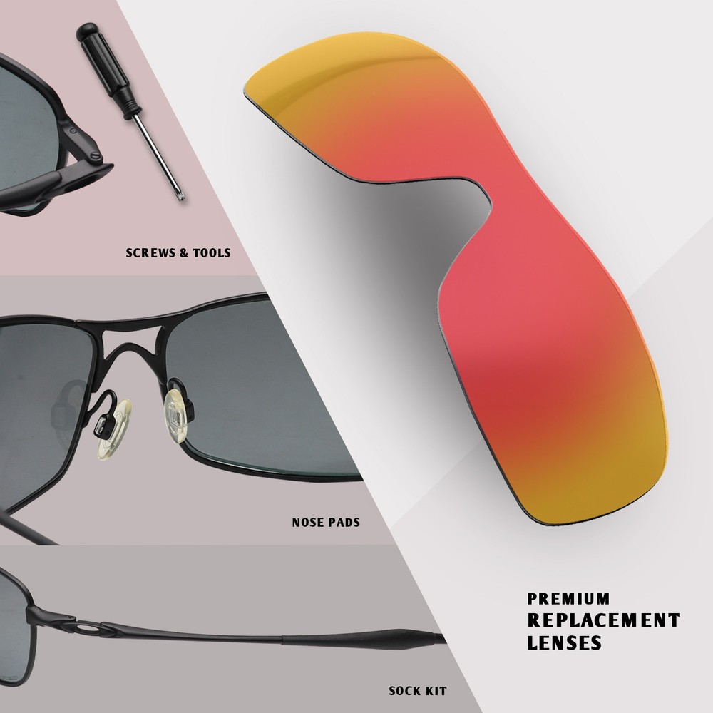 Max.Shield Replacement Lenses for Oakley Batwolf OO9101 Fire Red Mirror Polarize