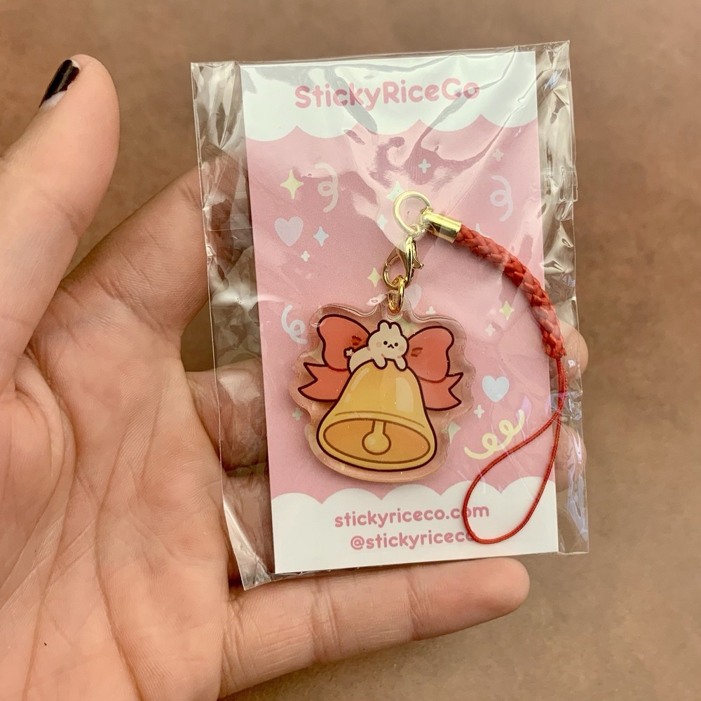 Red And Gold Sleigh Bell Phone Charm