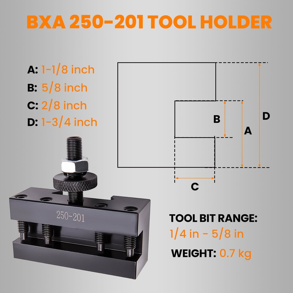 250-201 Quick Change Turning & Facing Lathe Tool Post Holder for BXA tool posts