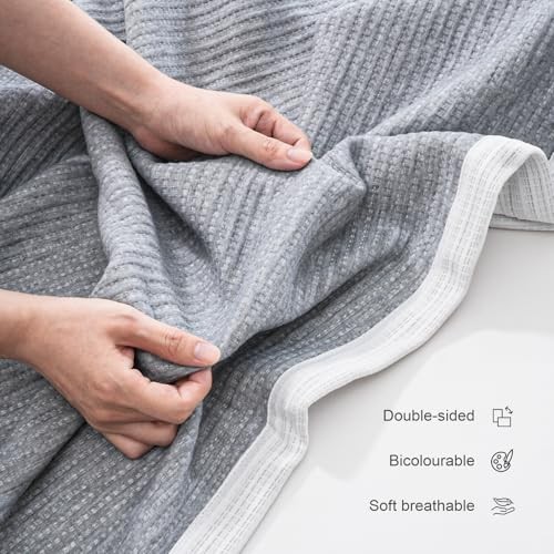 Soft Microfiber Double-Sided Blanket, Bicolourable, Breathable, 80 x Grey-white