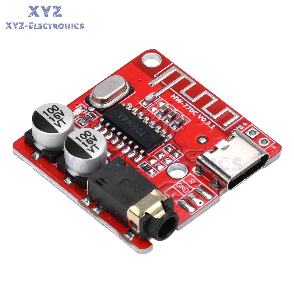 5pcs 3.7-5V Type-c Mini Bluetooth Audio Decoder Board MP3 Audio Receiver Module