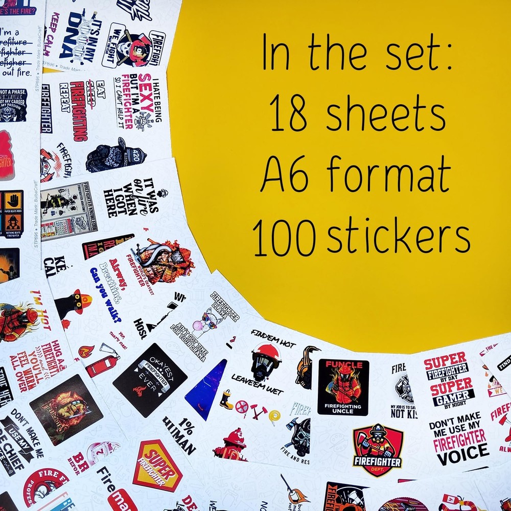 100Pcs Funny Firefighter Stickers - Fireman &
