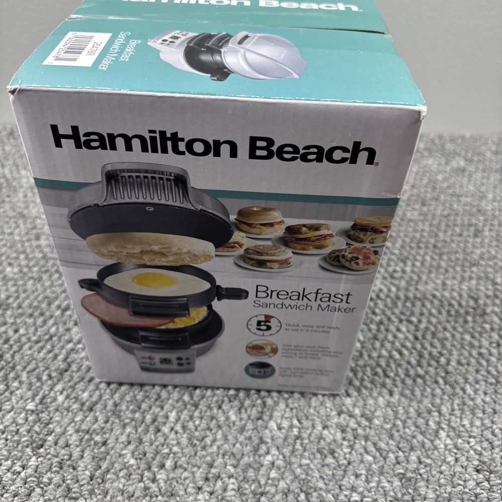 Hamilton Beach Breakfast Sandwich Maker Timer Nonstick Dishwasher Safe 254786