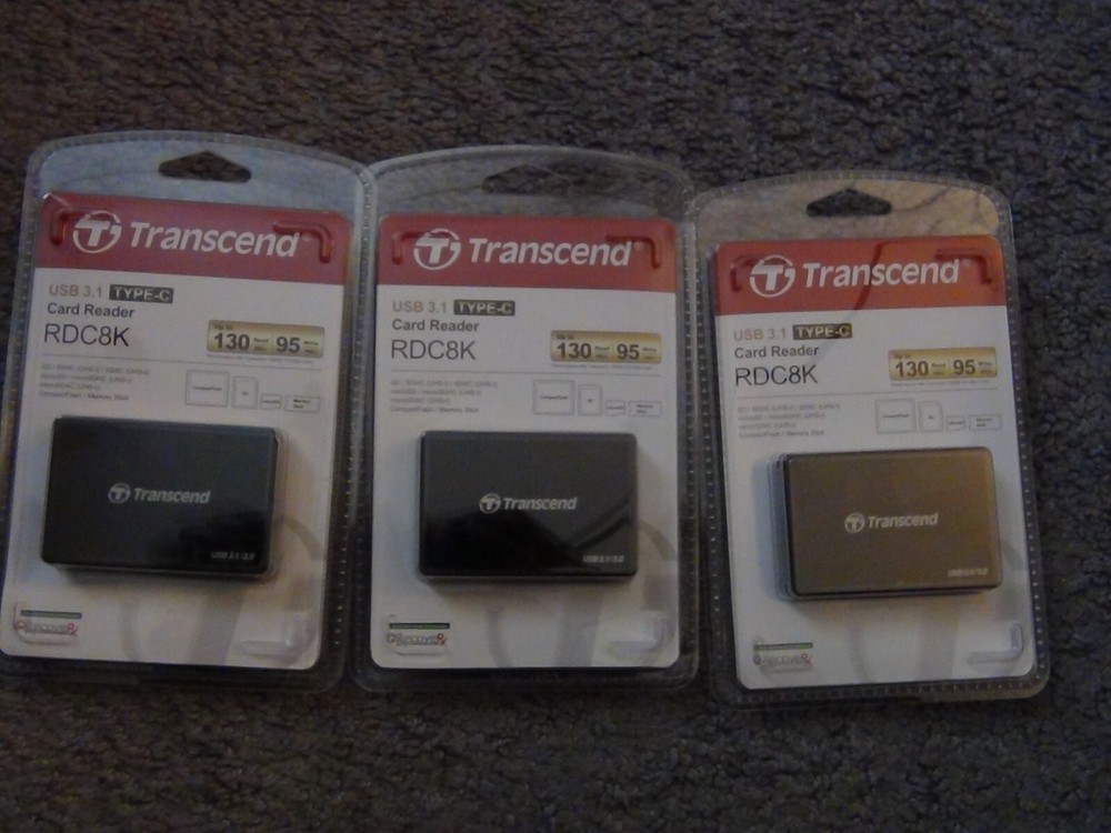 3 Transcend RDC8 Card Reader USB3.1 for CF/SD/SDHC/SDXC/Micro SD SDHC SDXC US