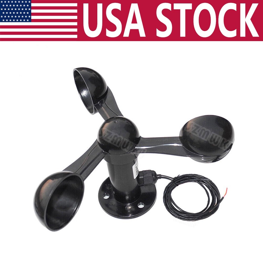 0-5V Black Voltage Output Wind Speed Sensor 3 Cups Polycarbonate Anemometer DO