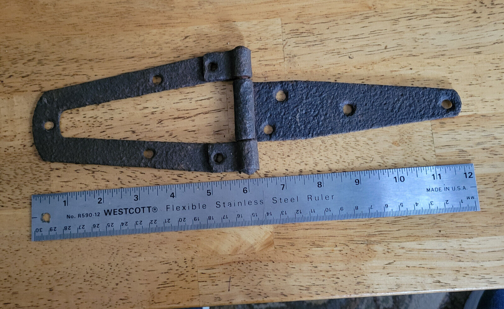 Antique Cast Iron Hinge Farm Barn Rustic Primitive 12" open