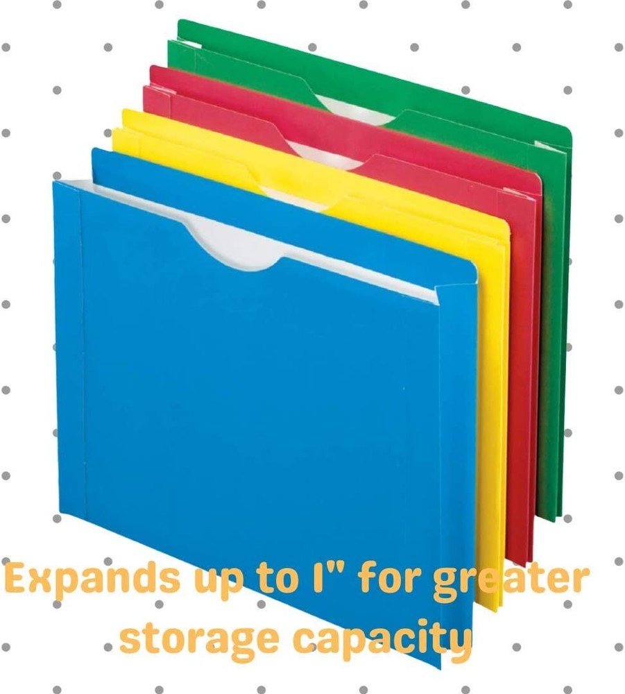 1InTheOffice File Folders Expandable Plastic, Pockets, Moisture...