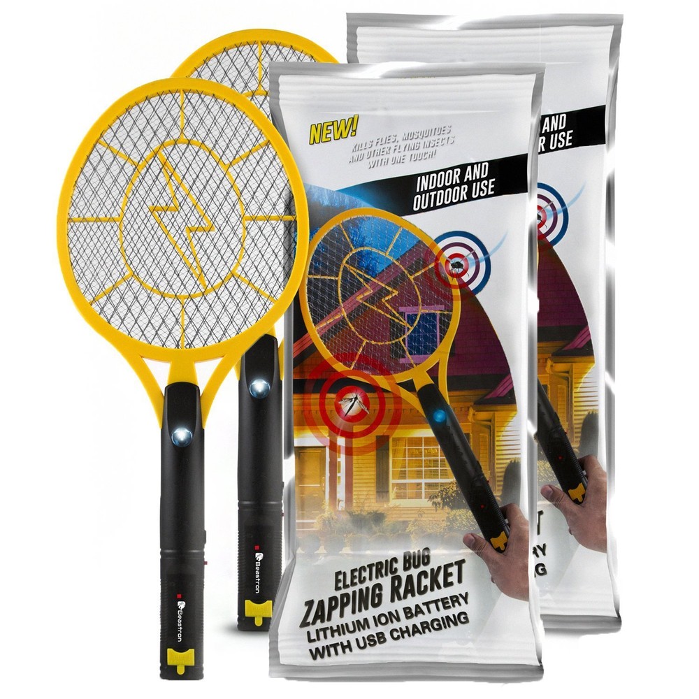 Beastron Rechargeable Bug Zapper Flyswatter 3000 Volt Usb Charging 2pk