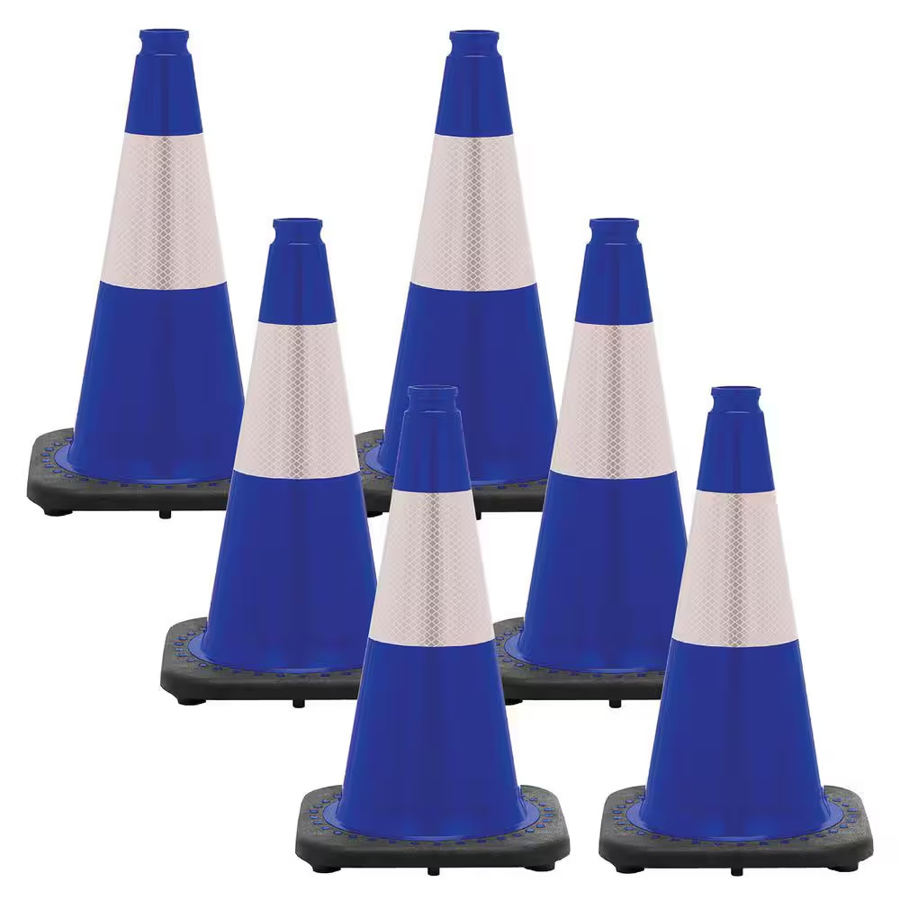 18 In. Traffic Blue Reflective Traffic Cones