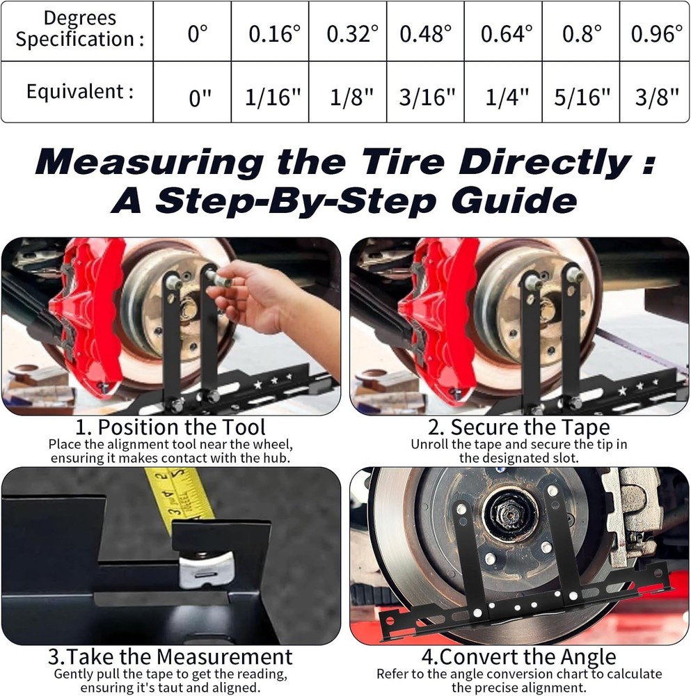 Professional Wheel Alignment Tool Kit 2Pcs, Heavy-Duty Toe Gauge with Extension