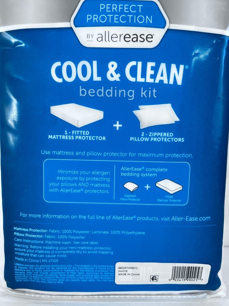 Allerease Perfect Protection Cool & Clean Bedding Kit 3pc - Full - BRAND NEW