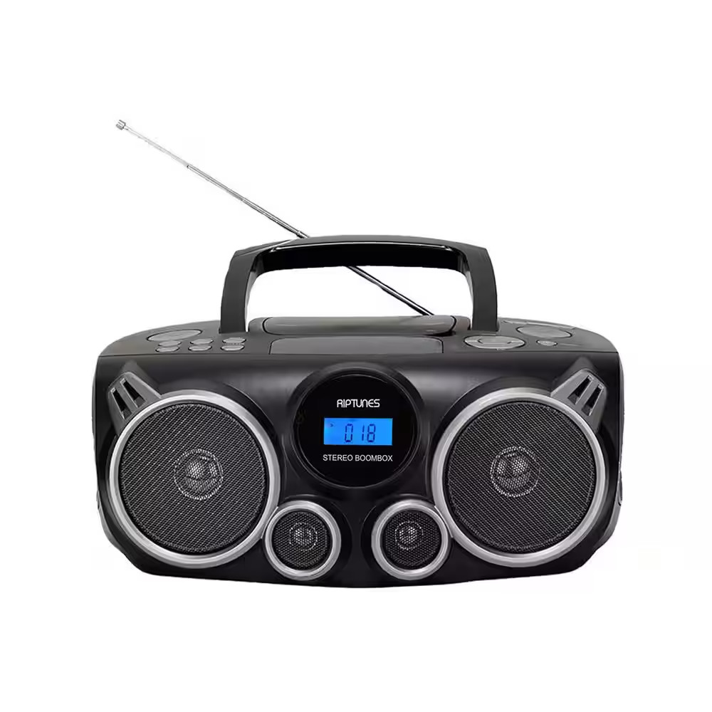 Stereo Boombox plus Wireless Audio Streaming, MP3/CD, USB/SD - Black