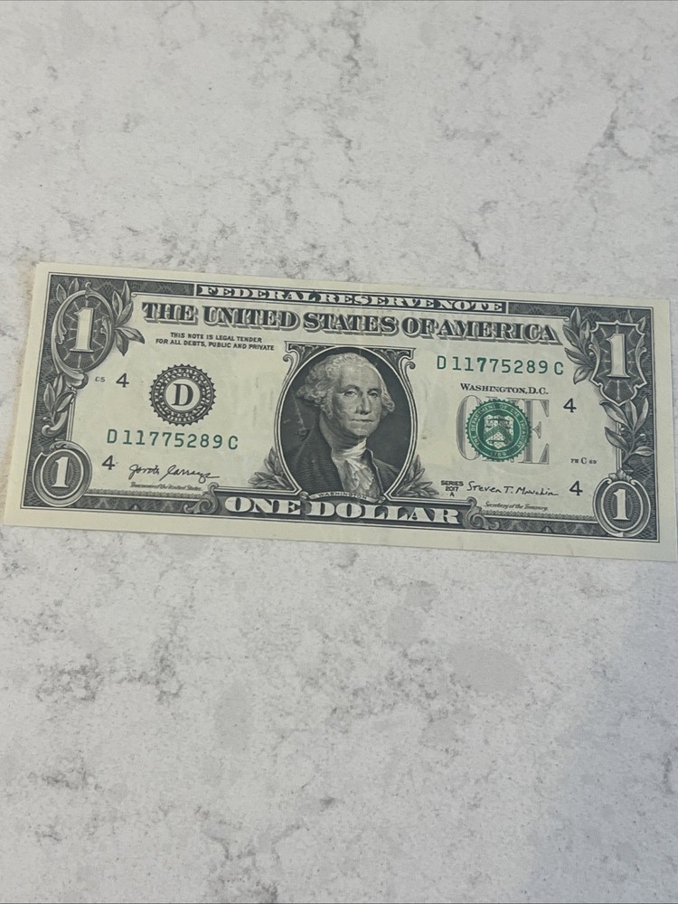 2017 A $1 dollar Bill Ink Printing Error On Serial Number