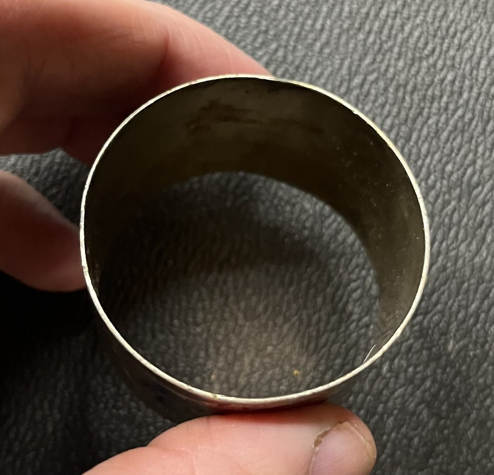 ANTIQUE 800 SILVER NAPKIN RING ENAMELED