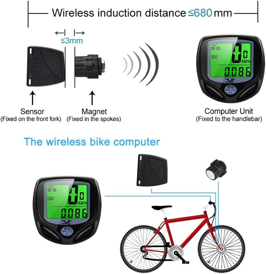 Wireless Waterproof Bike Speedometer & Odometer with LCD Display, Multi-Function