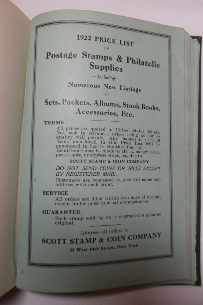 1922 Scott's Standard Postage Stamp Catalogue Hardcover Vintage