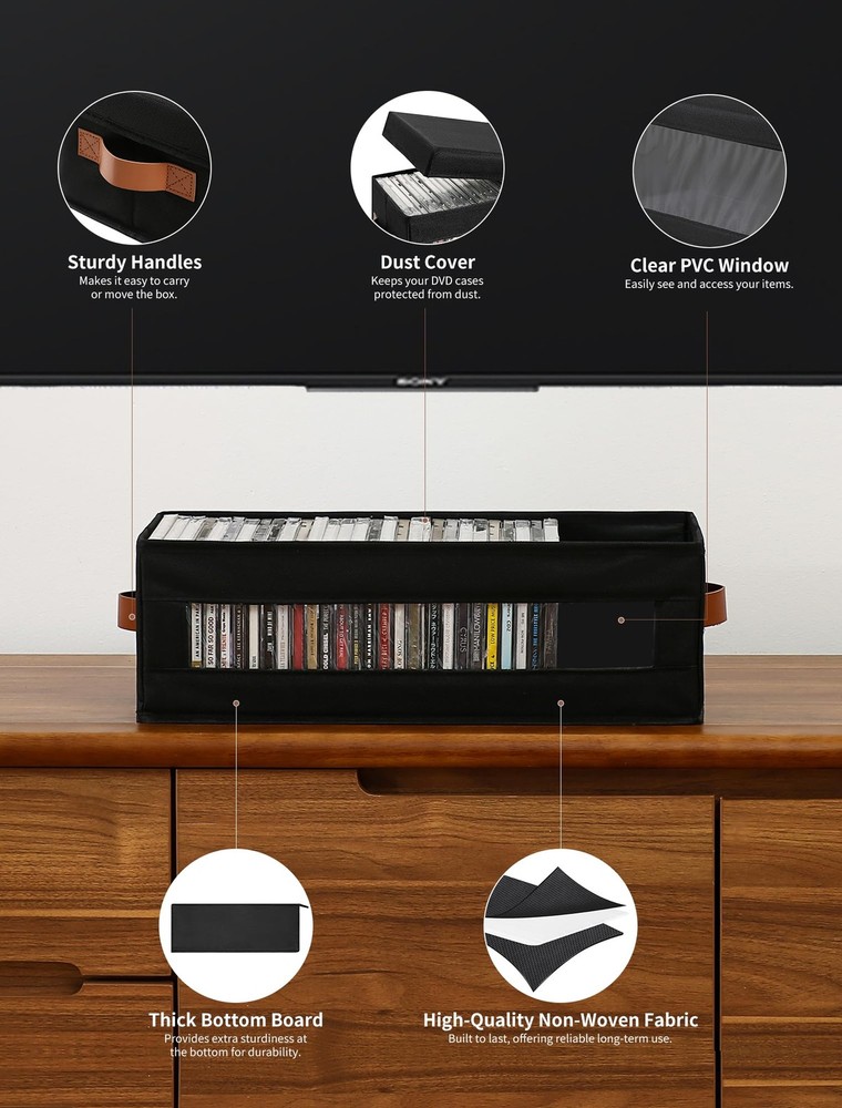 4 Packs CD Storage with Visible Window, Stackable CD Case Holder with Dustpro...