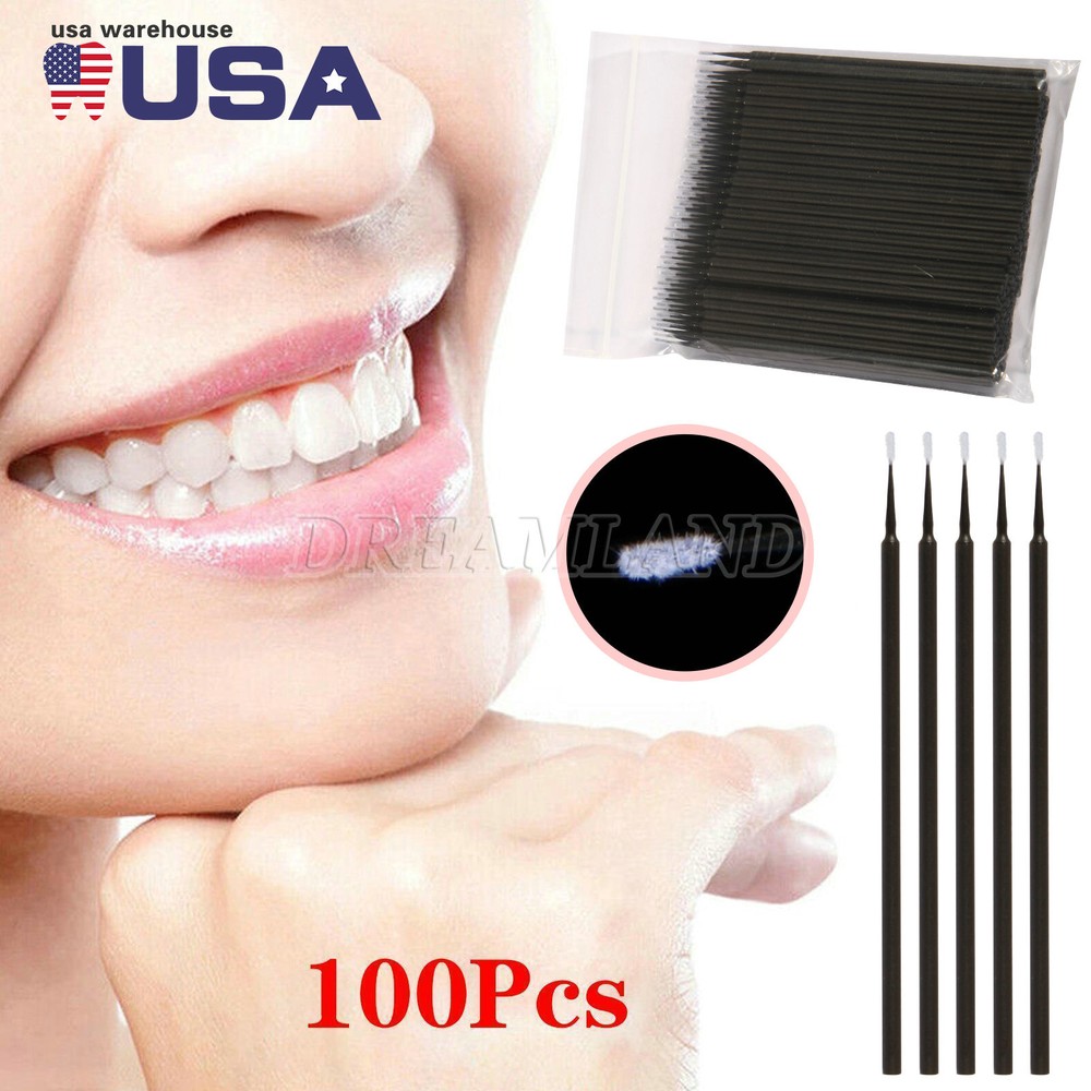 100×Dental Microbrush Disposable Bendable Applicators Tips Micro Brush Cleaning