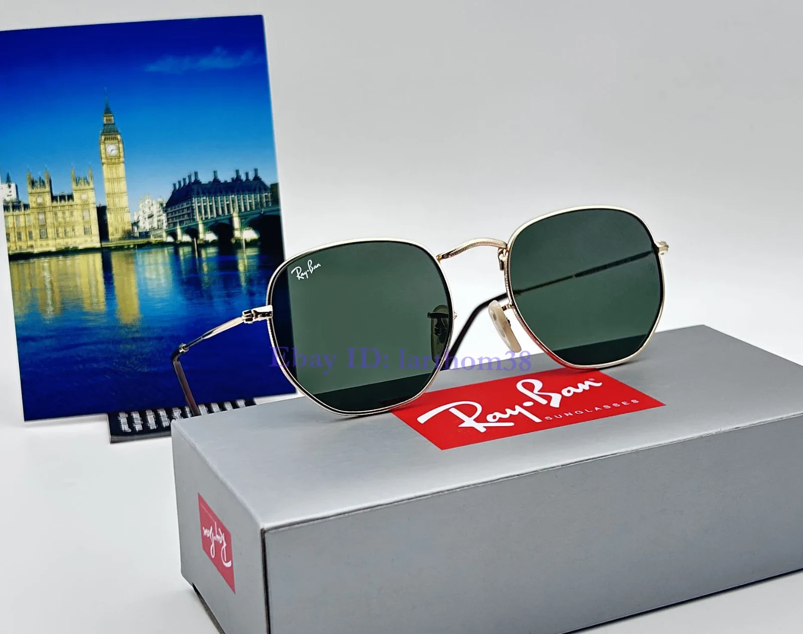 RB3548N Hexagonal Ray-Ban Sunglasses 51mm Green G-15 Lens Gold Metal Frame Unise