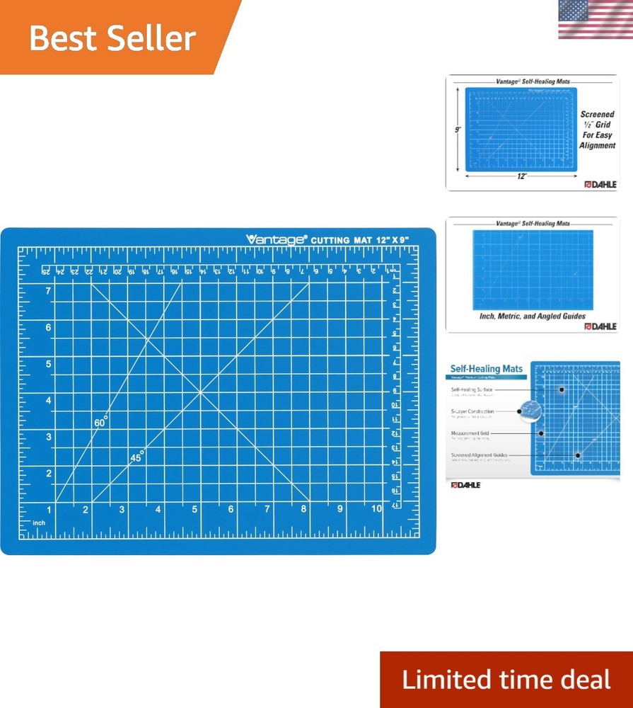 Durable Self-Healing Cutting Mat 9" x 12" with 1/2" Grid for Precision Cutting