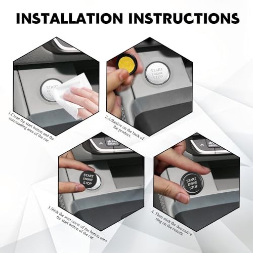 Car Push Start Button Cover, Ignition Switch Button, Engine Push Start Black