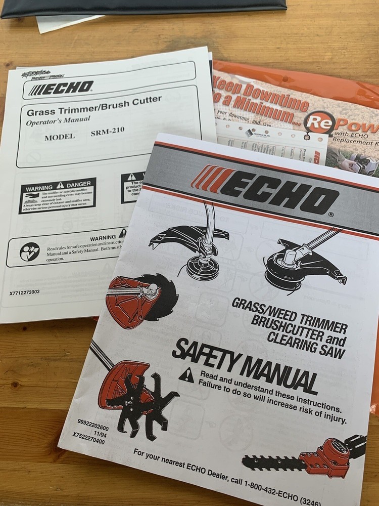 Genuine Echo SRM-210 String Trimmer Brush  Cutter Owner Operator Safety Manual