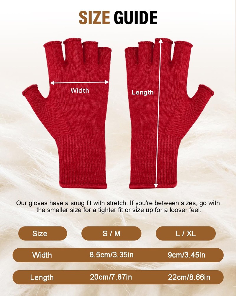 Evridwear Merino Wool Fingerless String Knit Liner Small-Medium, Red