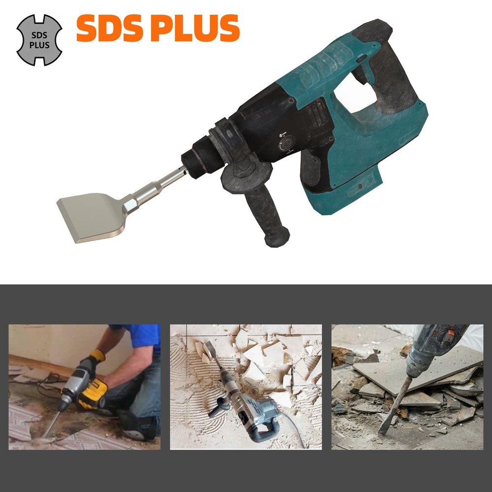 SDS Plus Tile Removal Chisel, 3"X6.3" Wide Floor Scraper Bit with Curved Head...