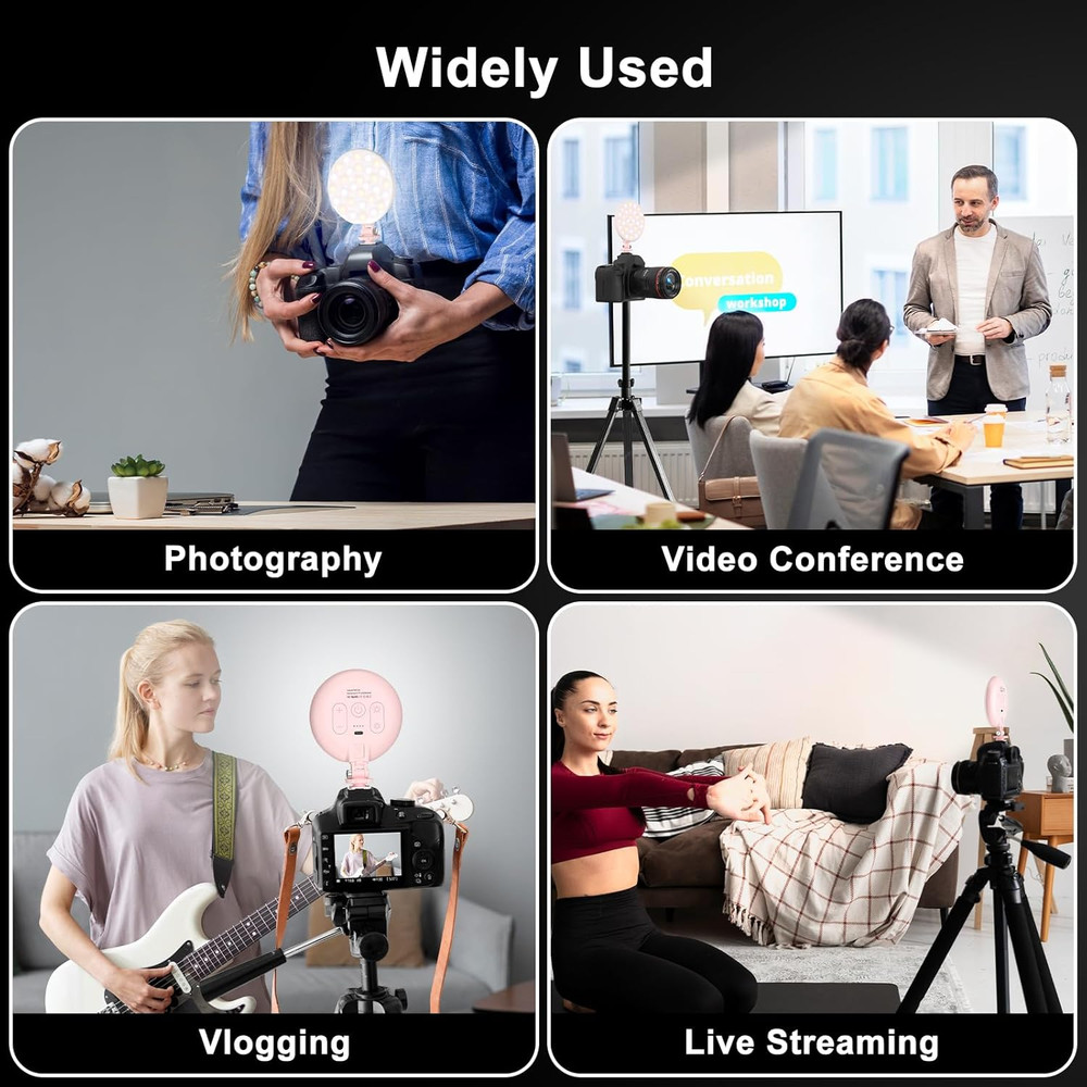 LED Video Light, 2500Mah Rechargeable Camera Light, CRI97+ Dimmable Ring Light w