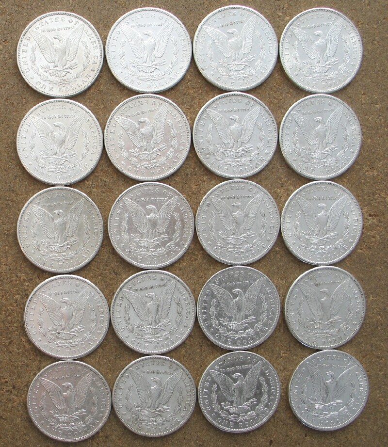 ORIGINAL ROLL 1897-S MORGAN SILVER DOLLARS.. CH/GEM BU