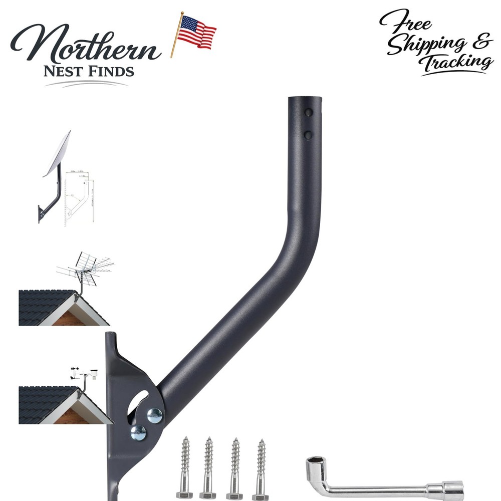 Durable 17-Inch Antenna Mount Pole with Rotating Bracket & Installation Kit