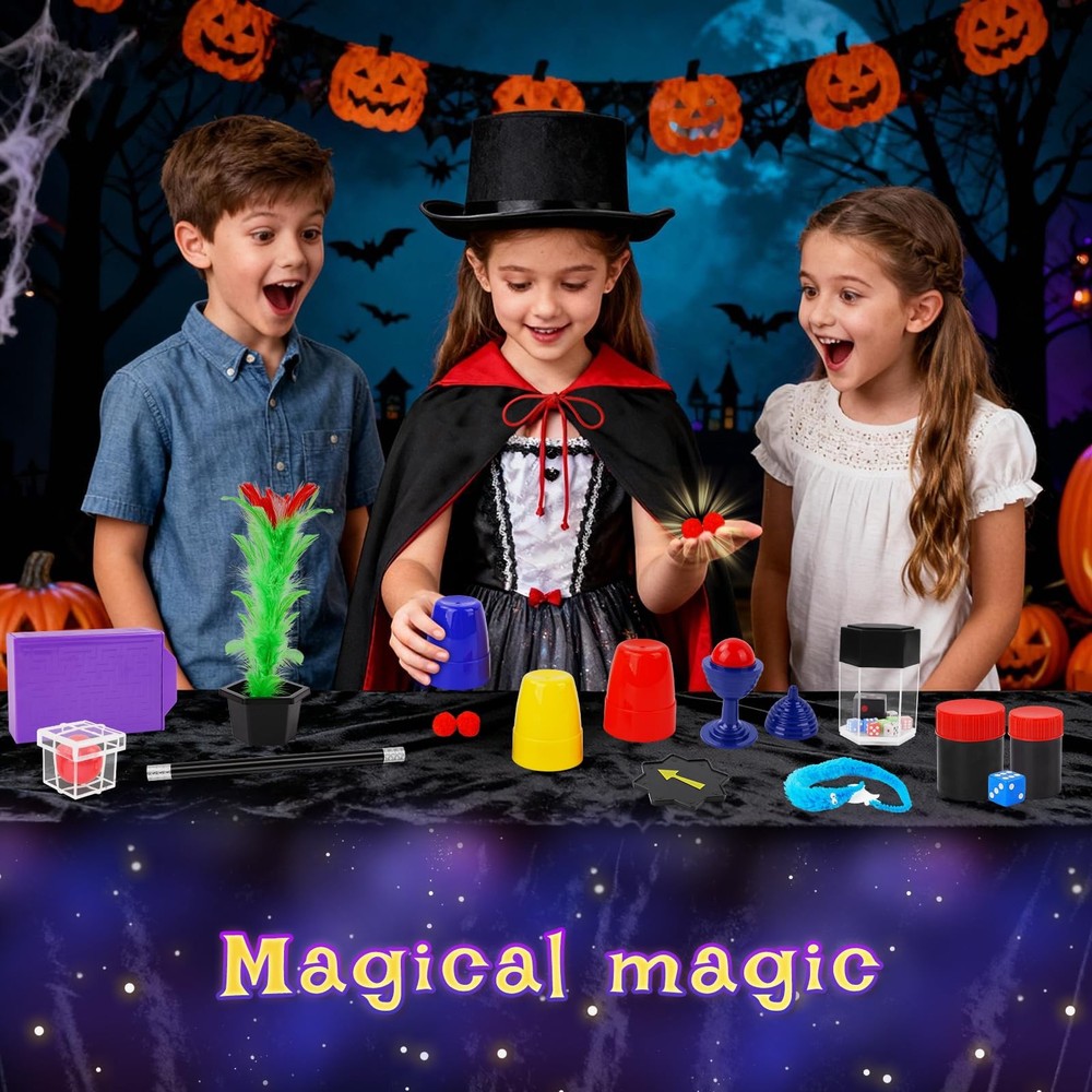 Magic Kit, Magic Tricks Includes Magic Wand and Magician Costume, Exciting Start
