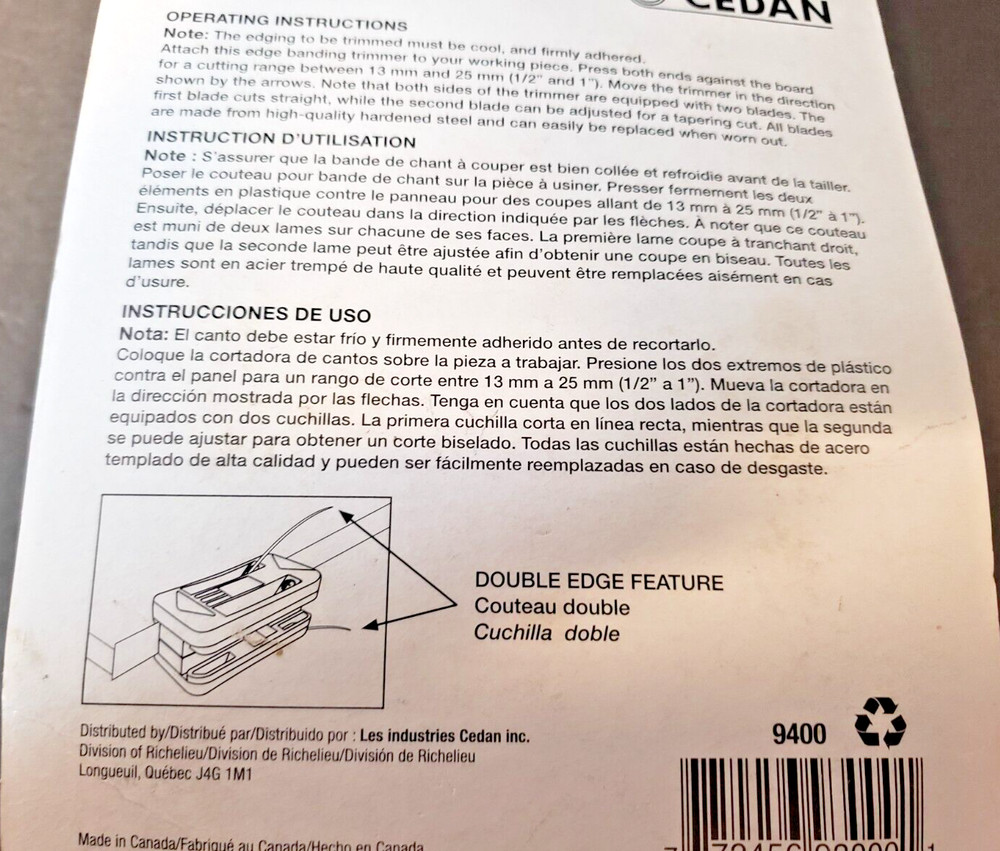 Crafting Double Edge Trimmer Cedan 9400 New in Original Package