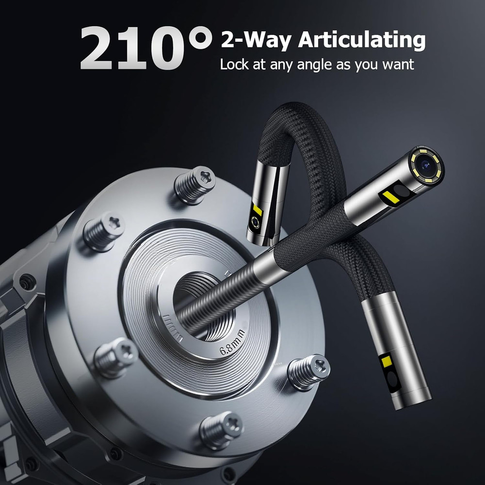 Dual Lens Articulating Borescope Two-Way Endoscope Camera with Light Articulate