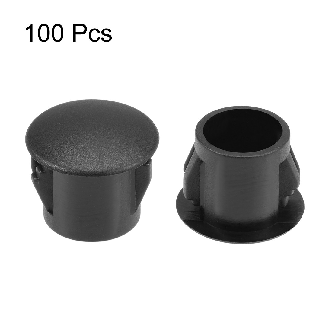 100Pcs 10mm Snap in Locking Hole Tube Flush Type Panel Plugs Hole Plugs Black