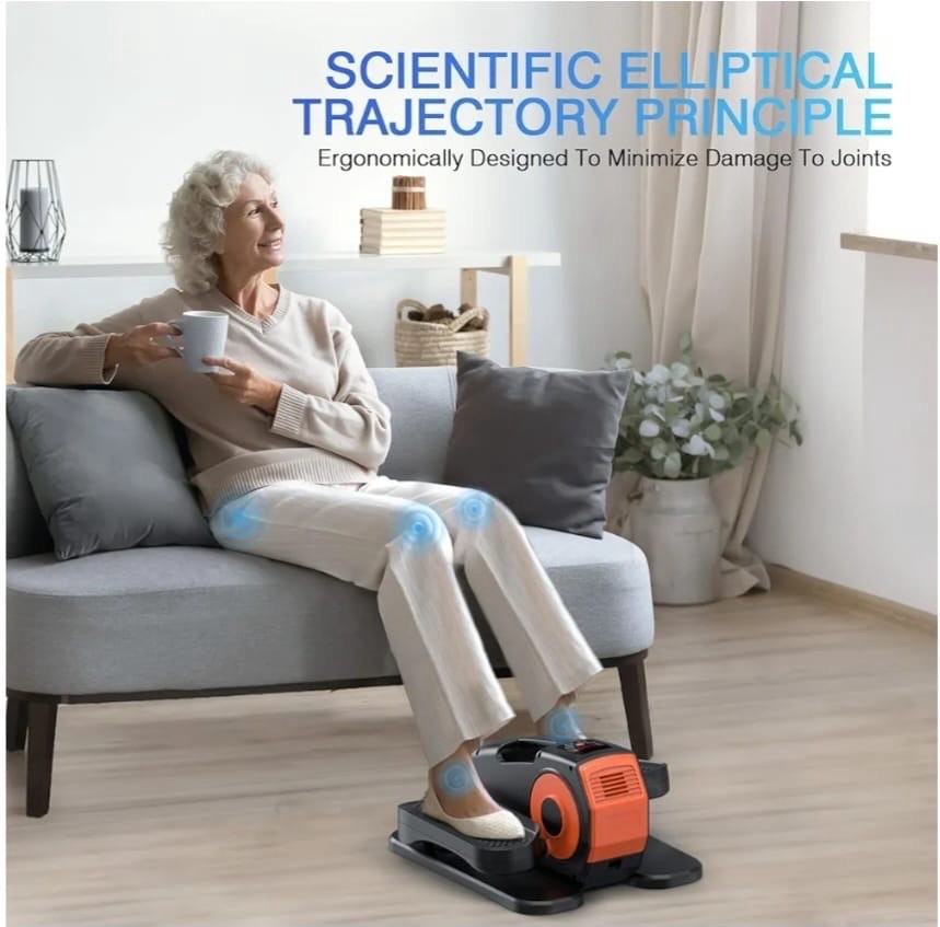 Electric Elliptical Machine Black/Orange LCD Display Remote Compact Quiet