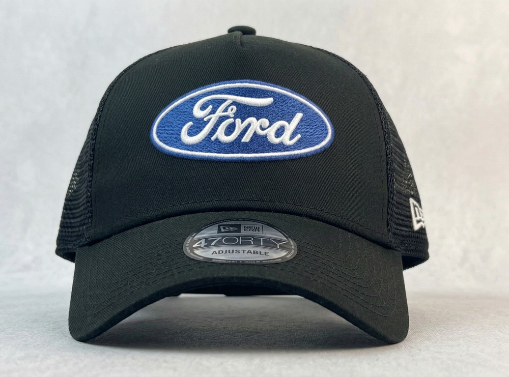 Ford Trucker Hat Black Mesh Back Adjustable Snapback Cap Embroidered