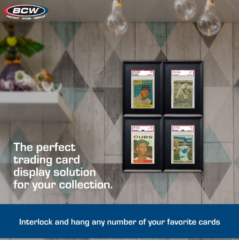 BCW (New) Black Interlocking Graded Card Frame - 4 Pack Wall Mount Display