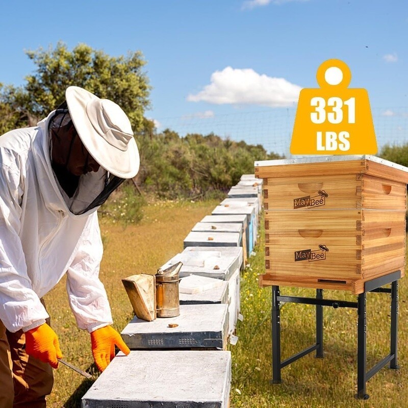 Adjustable Metal Bee Hive Stand Height Width Stable Beehive Frame Durable Tool