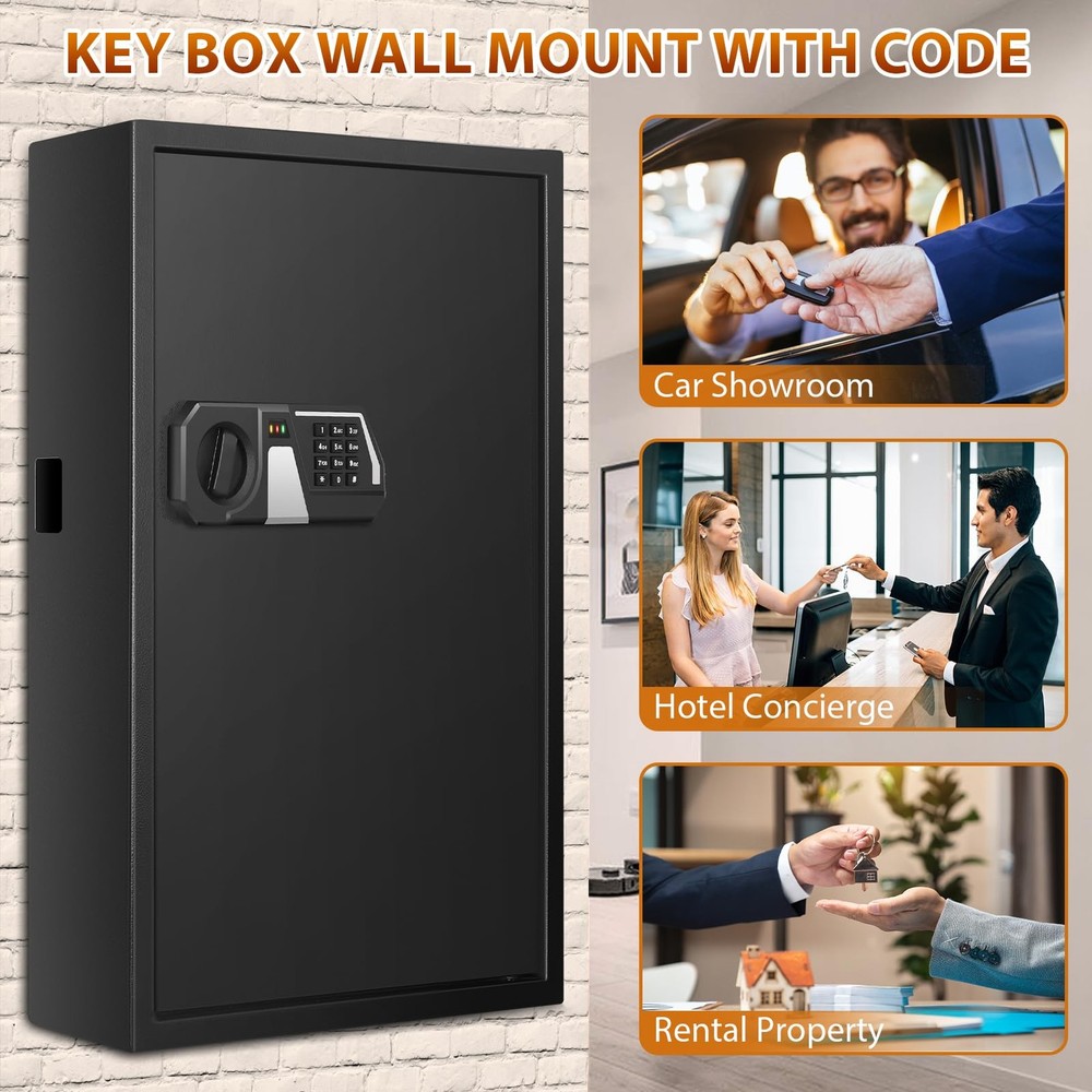 144 Keys Fireproof Cabinet Safe With Adjustable Hook Plates and Tags, Anti-Th...