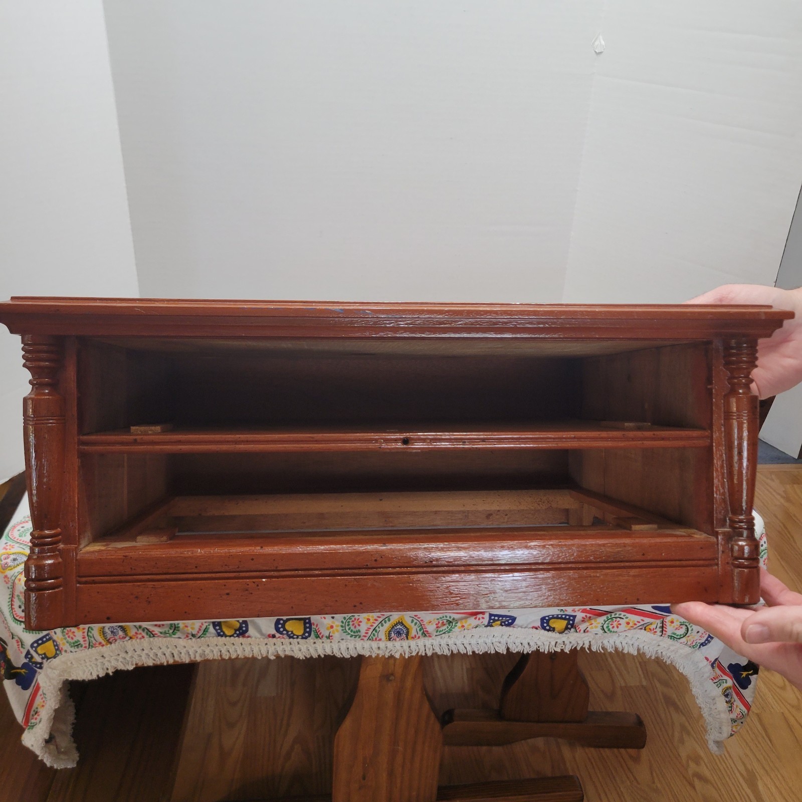 Antique J & P Coats 2 Draw Wood Spool Cotton Cabinet Counter Top Store Display