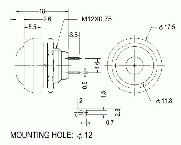 2 PACK /// mini round horn switch